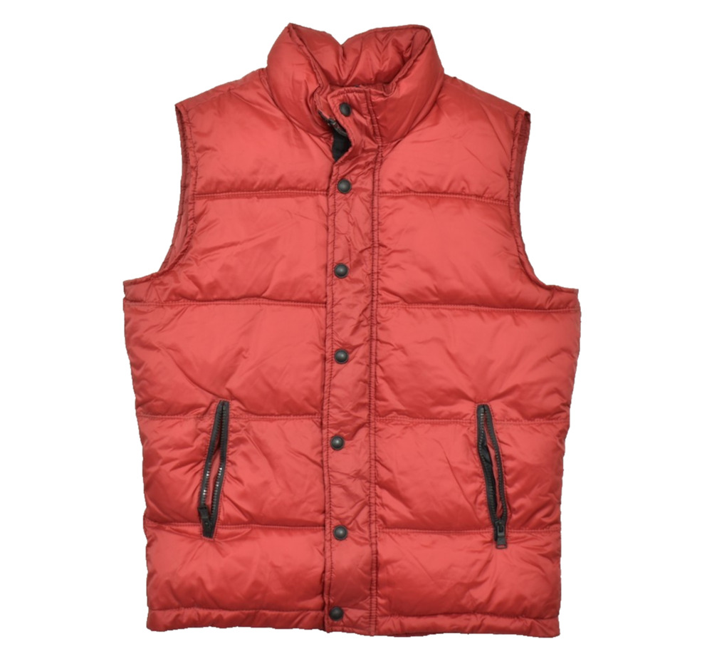 Express Tech Men's Size S Red Puffer Vest Puffy Gilet Full Snap Zipper Pockets